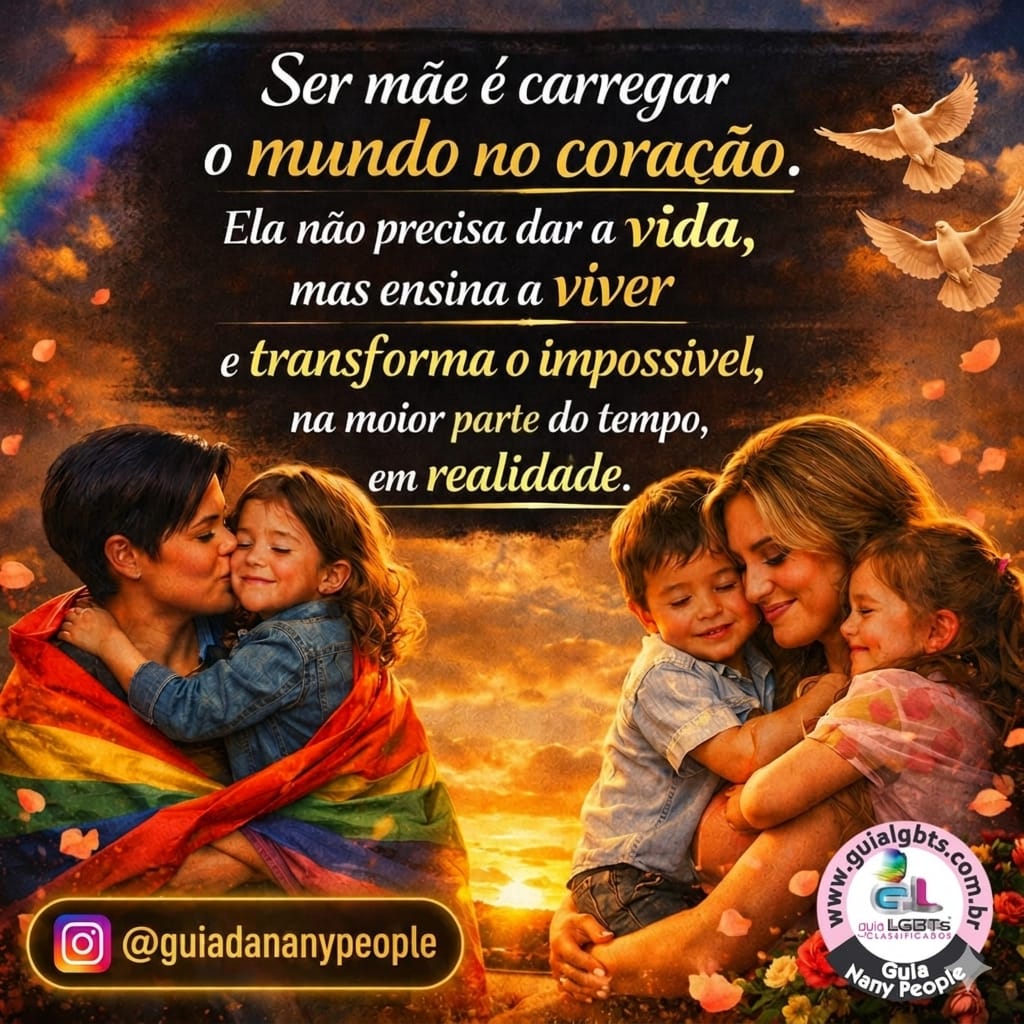 ?? Ser mãe é carregar o mundo no coração. Ela não precisa dar a vida, mas ensina a viver e transforma o impossível, na maior parte do tempo, em realidade.